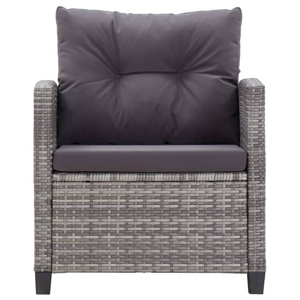 The Living Store Loungeset - Donkergrijs - poly rattan - 124 x 68 x 77 cm - weerbestendig