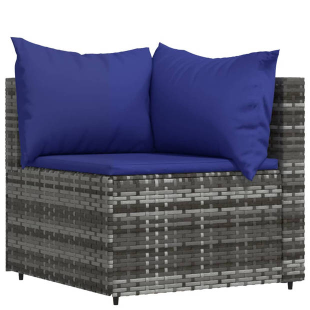 vidaXL 4-delige Loungeset met kussens poly rattan grijs