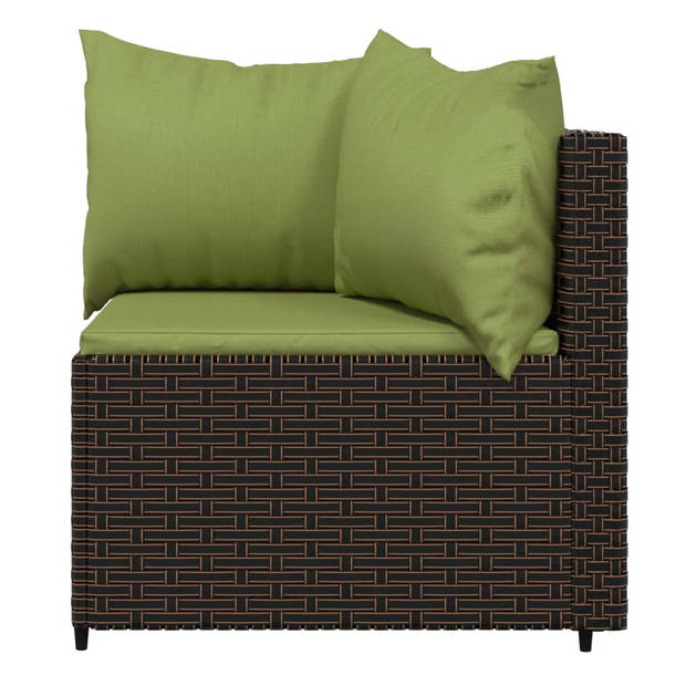 vidaXL 3-delige Loungeset met kussens poly rattan bruin