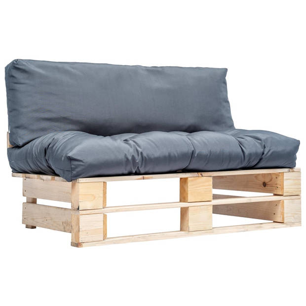 The Living Store Pallet Bank - Tuinbank - 110x66x65cm - Grenenhout - Grijs