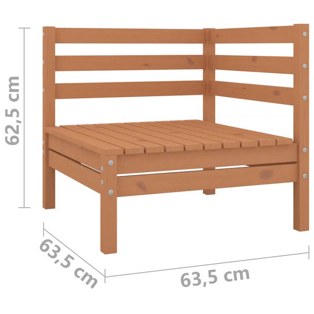 The Living Store hoekbank 2-zits honingbruin massief grenenhout - 63.5 x 63.5 x 62.5 cm - modulair ontwerp