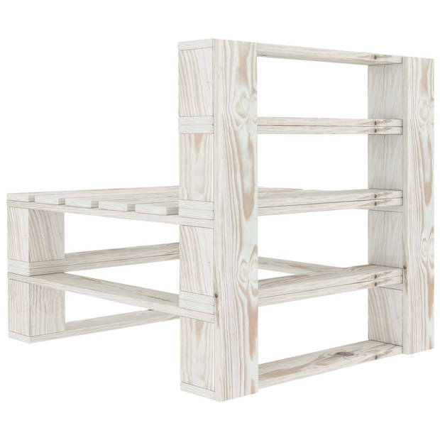 The Living Store Pallet Loungeset - Hoogwaardig grenenhout - Wit - 70 x 67.5 x 60.8 cm - Duurzaam en weerbestendig
