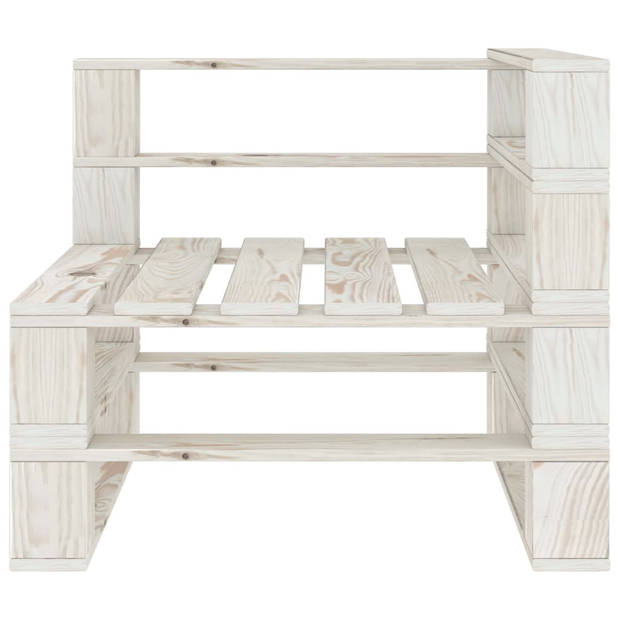 The Living Store Pallet Loungeset - Hoogwaardig grenenhout - Wit - 70 x 67.5 x 60.8 cm - Duurzaam en weerbestendig