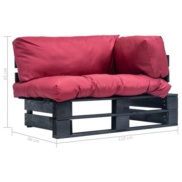 The Living Store Loungebank Tuin - 110x66x65 cm - Grenenhout - Rood kussen