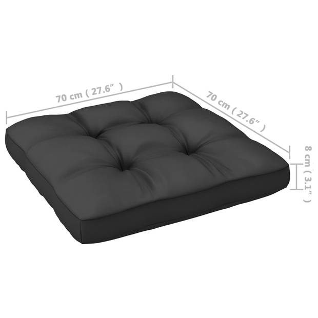 The Living Store Tuinset Grenenhout Massief - Loungeset - 70x70x67 cm - Antraciet