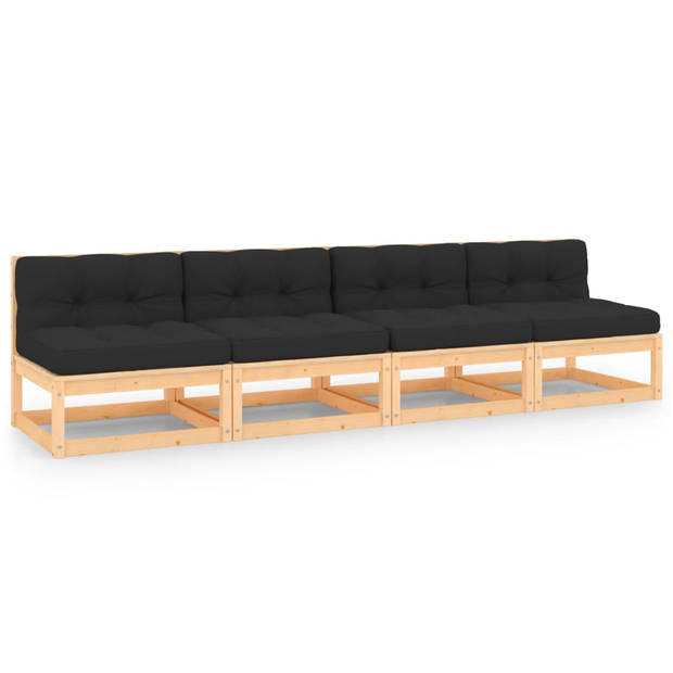 The Living Store Tuinset Grenenhout Massief - Loungeset - 70x70x67 cm - Antraciet