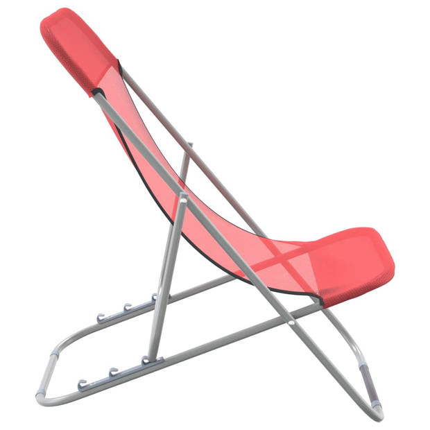 The Living Store Strandstoel - Opvouwbaar - Textileen - 3 Standen - Stabiel frame - Inklapbaar - Rood - 83x57.5x81 cm -