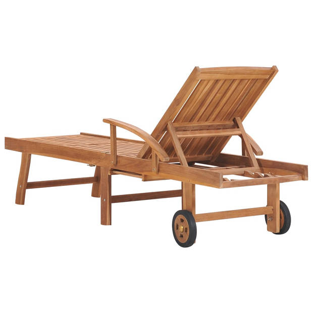 The Living Store Houten Loungebed - Ligbed - 195 x 59.5 cm - Teakhout