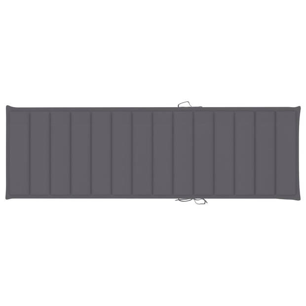 The Living Store Loungebed - Houten - Verstelbare rugleuning - Incl - kussen - 200x70x(31.5-77)cm