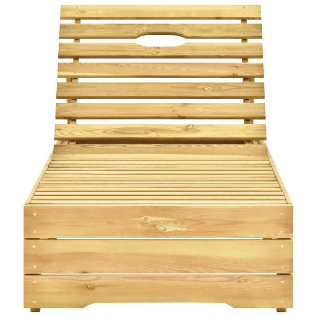 The Living Store Houten Ligbed - 198 x 68 x (28-75) cm - Verstelbare rugleuning - Wijnrood kussen