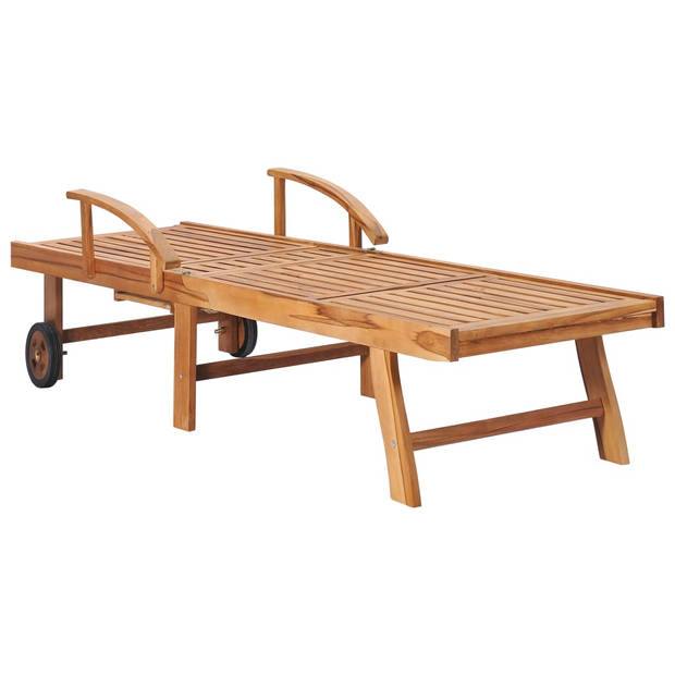 The Living Store Ligbedden Teak - Tuinmeubelen - 195x59.5 cm - Verstelbaar