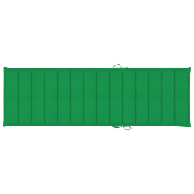 The Living Store Ligstoel Acaciahout - Groen Kussen - 200x60x30/90cm - Verstelbare rugleuning