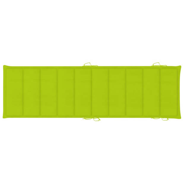 The Living Store Ligbed - Acacia - Hout - 184x55x64 cm - Inklapbaar - Helder groen kussen - 2 stuks