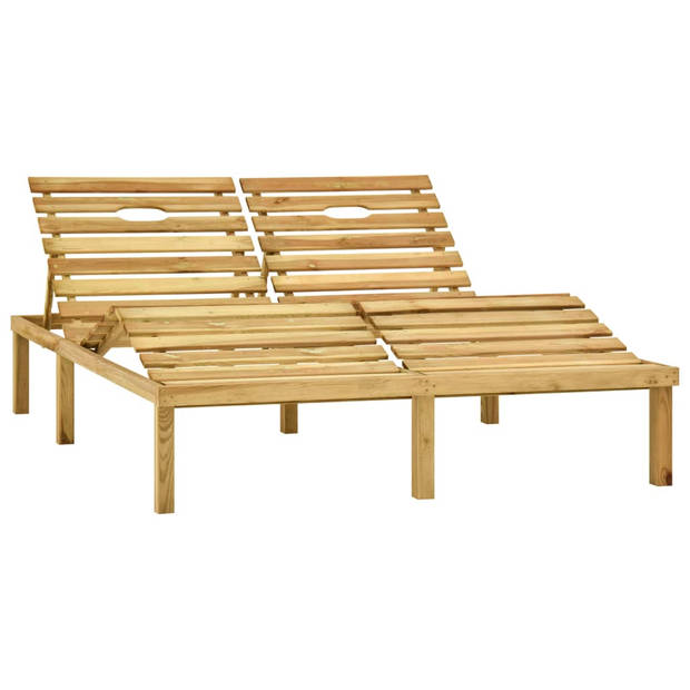 The Living Store Loungebed Grenenhout 2-persoons - 200x138x(31.5-77) cm - Verstelbare rugleuning - Incl - kussens