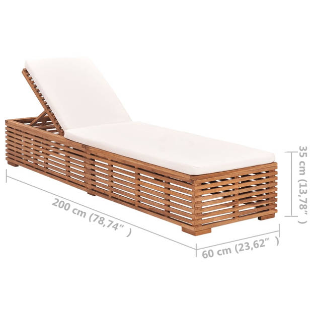 The Living Store Teakhout Tuinbed - 200 x 60 x 35 cm - Verstelbare Rugleuning