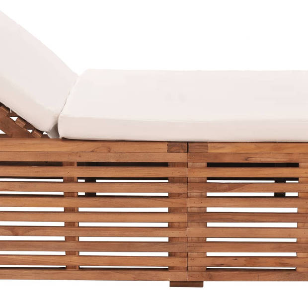 The Living Store Teakhout Tuinbed - 200 x 60 x 35 cm - Verstelbare Rugleuning