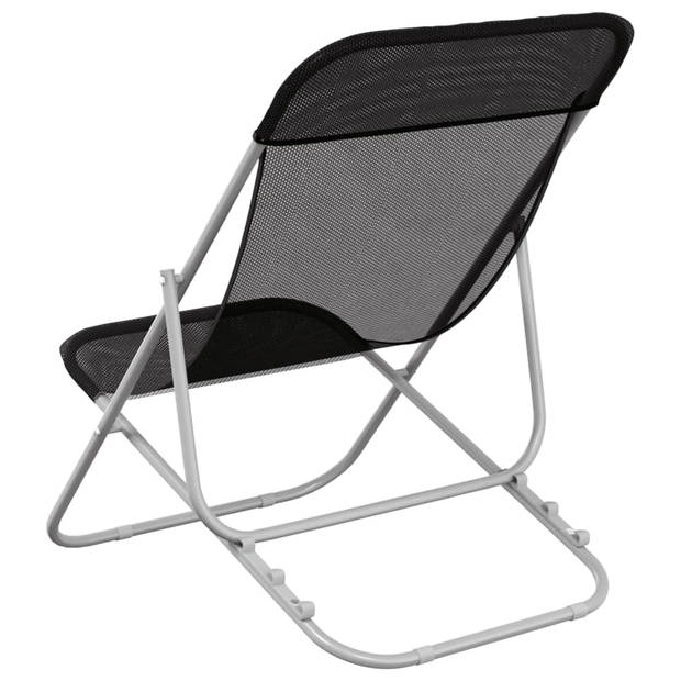 The Living Store Opvouwbare strandstoelen - Set van 2 - Zwart - 3 standen verstelbaar - Duurzaam materiaal - Stabiel