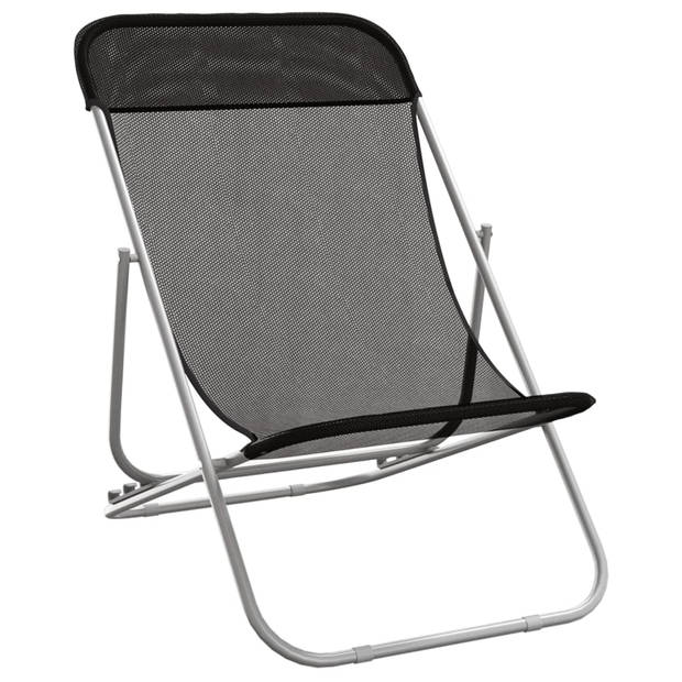 The Living Store Opvouwbare strandstoelen - Set van 2 - Zwart - 3 standen verstelbaar - Duurzaam materiaal - Stabiel