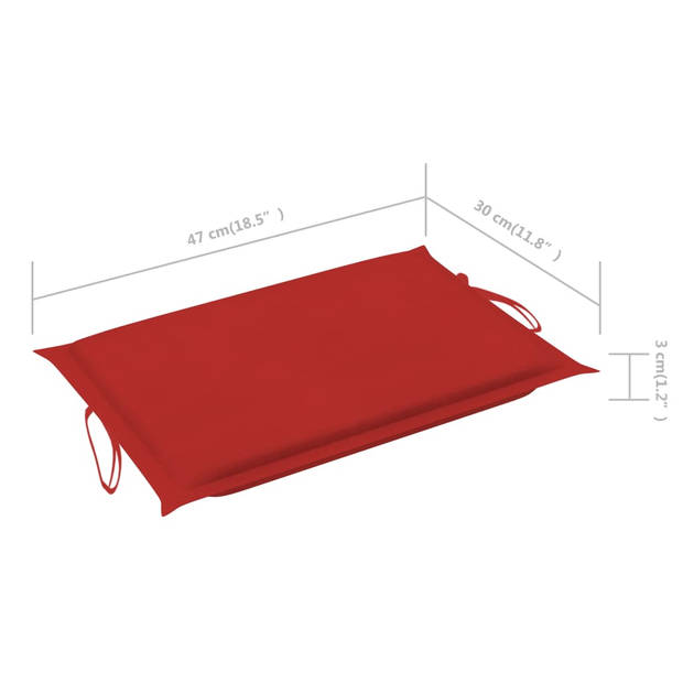 The Living Store Acacia Houten Ligbed met Tafel - 184x55x64 cm - Rood Kussen