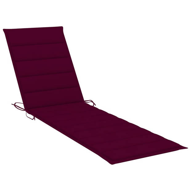 The Living Store Ligbed Teakhouten Loungebed - 195x59.5 cm - Incl - Kussen - Verstelbare Rugleuning - 2 Wielen