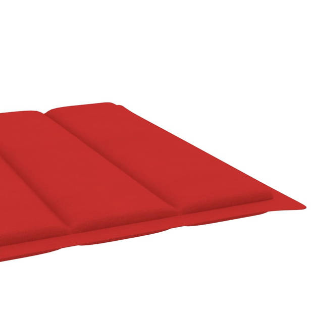 The Living Store Ligstoel Bamboe - 200 x 130 x (24-87) cm - Rood kussen