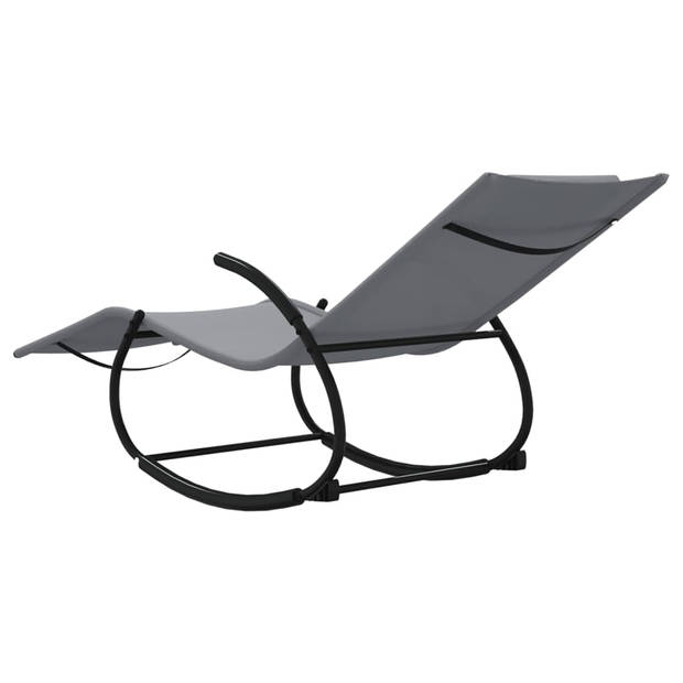 The Living Store Schommelend Ligbed - Loungestoel - 164x61x73 cm - Grijs