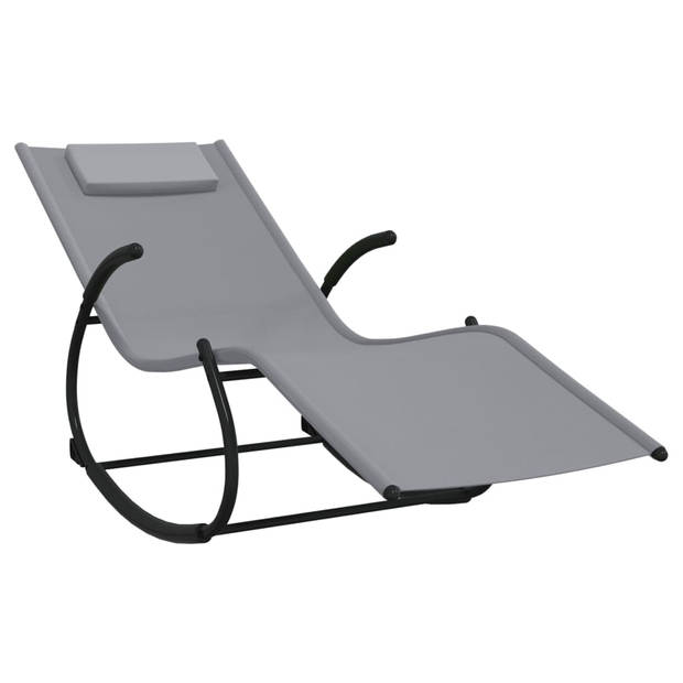 The Living Store Schommelend Ligbed - Loungestoel - 164x61x73 cm - Grijs