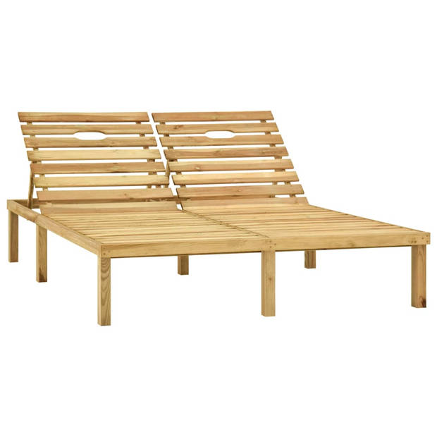 The Living Store Loungebed Rustiek - 200x138x31.5-77 cm - Grenenhout - Crème kussen