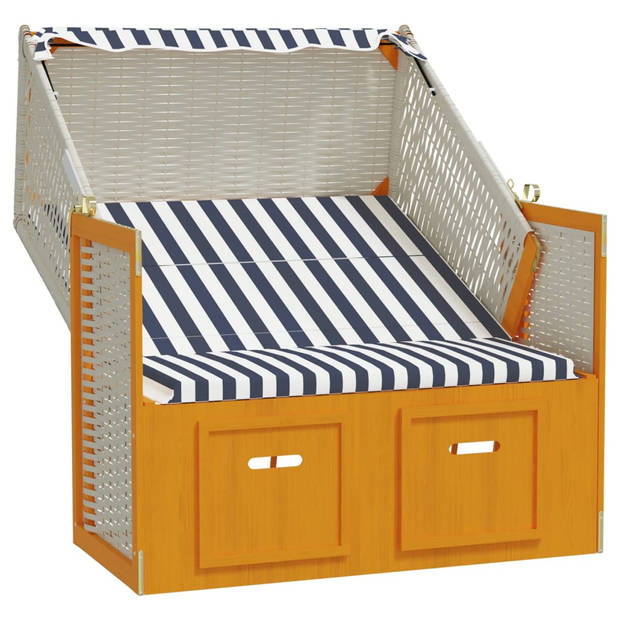 The Living Store Strandstoel - Verstelbare rugleuning - Uitschuifbare voetensteun - Met luifel - 115x55x133/151/156 cm