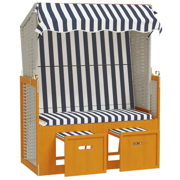 The Living Store Strandstoel - Verstelbare rugleuning - Uitschuifbare voetensteun - Met luifel - 115x55x133/151/156 cm