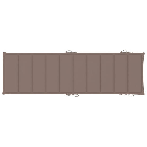 The Living Store Ligbed Set Acaciahout - 2x Ligbed - Tafel - Kussen - 184x55x64cm - Taupe