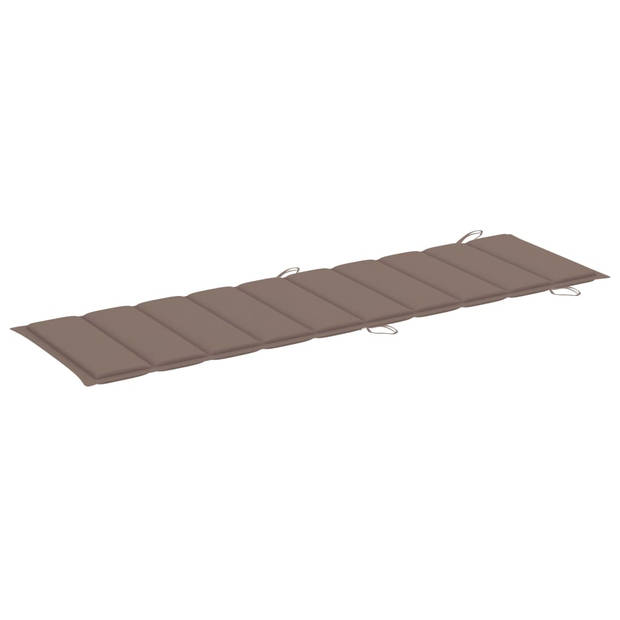 The Living Store Ligbed - Massief Acaciahout - Ergonomisch - Inklapbaar - Met Kussen - Taupe