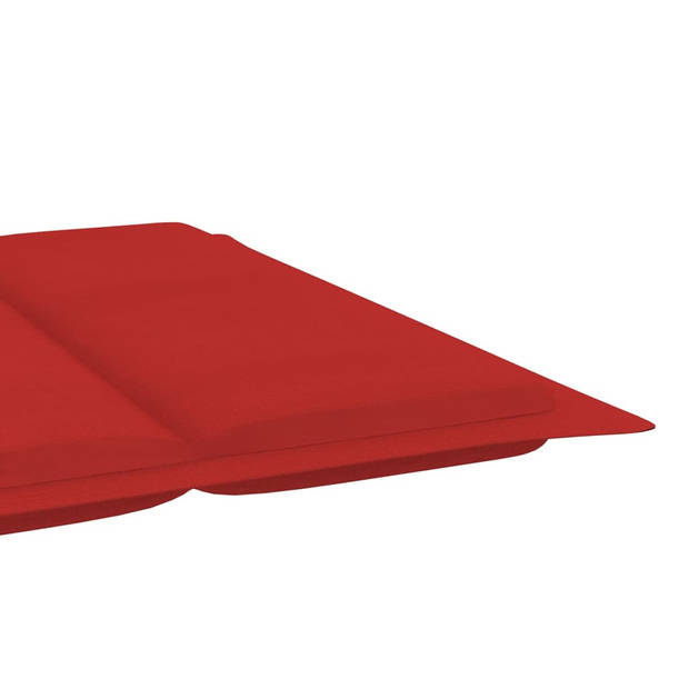 The Living Store Houten Ligbed - Massief Acaciahout - Rood - 184 x 55 x 64 cm - Geen montage vereist