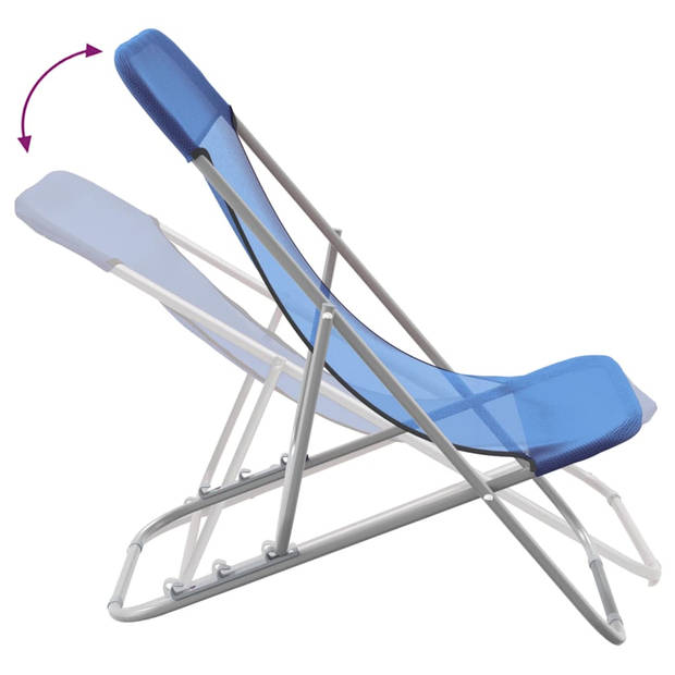 The Living Store Opvouwbare Strandstoelen - Blauw - 83 x 57.5 x 81 cm - Duurzaam materiaal - Verstelbaar - Stabiel