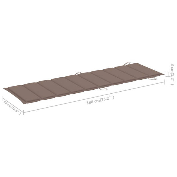 The Living Store Houten Ligbed met Tafel - Massief Acaciahout - 184 x 55 x 64 cm - Taupe Kussen - Geen Montage Vereist