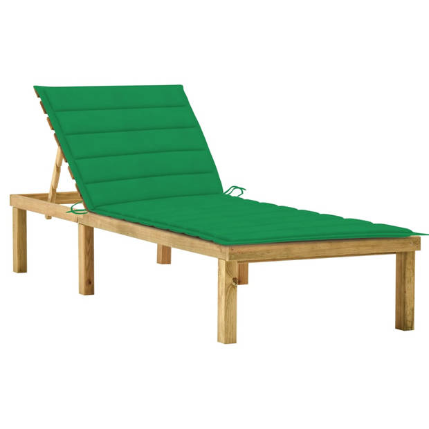 The Living Store Loungebed The Living Store - Loungebed - Hout - 200x70x(31.5-77) cm - Verstelbare rugleuning en