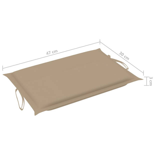 The Living Store Houten Ligbed - Massief Acaciahout - Met Kussen - Beige - 184 x 55 x 64 cm