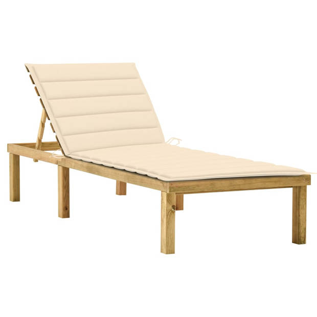 The Living Store Houten Loungebed - 200 x 70 cm - Verstelbare rugleuning en voetensteun