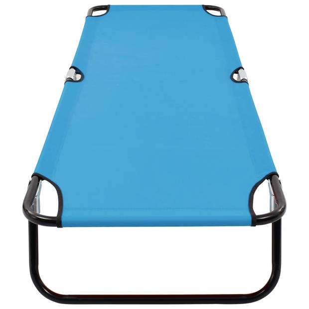 The Living Store Opvouwbaar Campingbed - Loungebed - Turquoiseblauw 190x58x28cm - Roestvrijstalen frame - Draagvermogen