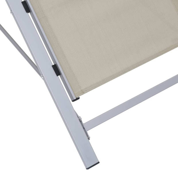 The Living Store Loungebed Tuin - Crème - 167 x 60 x 66 cm - Aluminium en Staal