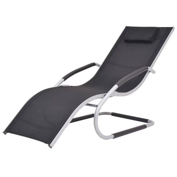 The Living Store Ligbed - Ergonomisch ontworpen - Aluminium frame - Textileen stoffen zitting - Weerbestendig - 62 x