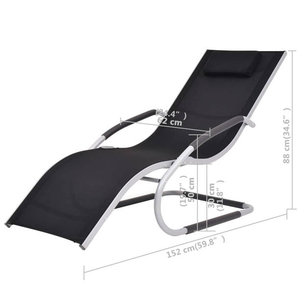 The Living Store Ligbed - Ergonomisch ontworpen - Aluminium frame - Textileen stoffen zitting - Weerbestendig - 62 x