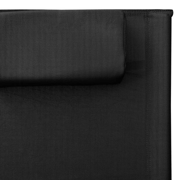 vidaXL Ligbed textileen zwart en grijs