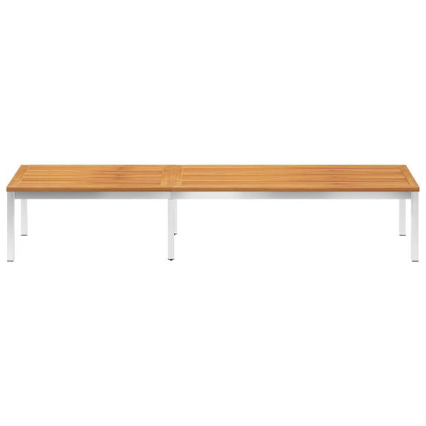 The Living Store Ligbed Acaciahout - Groen kussen - 200 x 60 x 35/68/80/88 cm