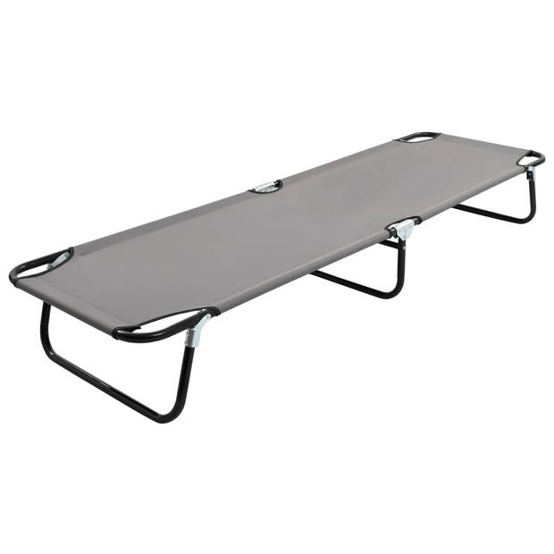 The Living Store Campingbed Opvouwbaar Grijs - 190 x 58 x 28 cm - 120 kg