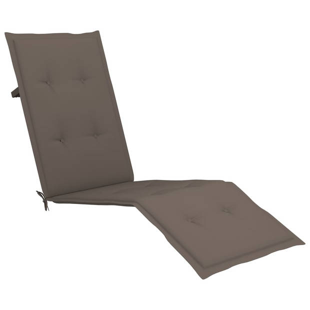 The Living Store Acaciahouten Terrasstoel - verstelbaar - 167 x 56 x 75 cm - incl - kussen - taupe