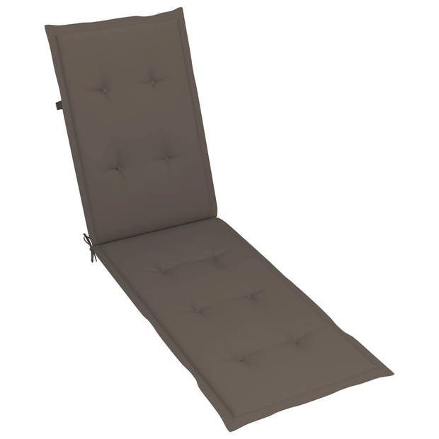 The Living Store Acaciahouten Terrasstoel - verstelbaar - 167 x 56 x 75 cm - incl - kussen - taupe