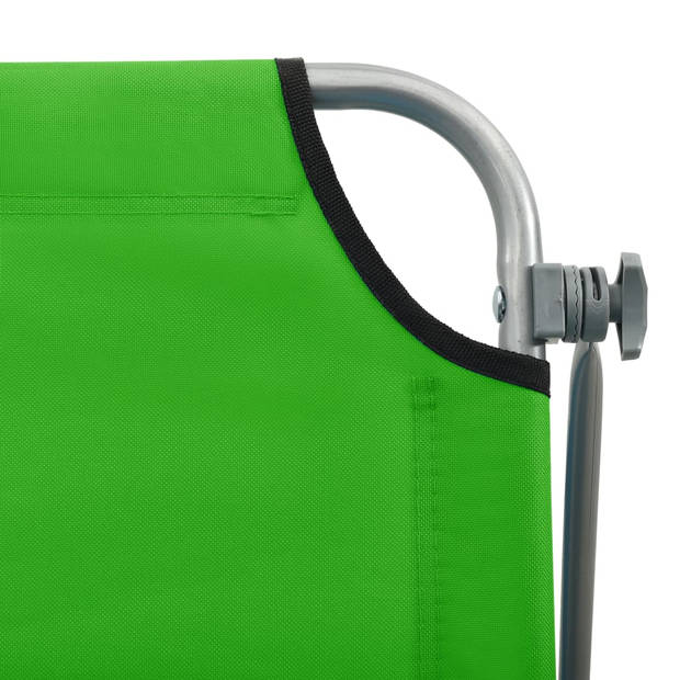 The Living Store Ligstoel Basic - Ligbed - Groen - 71.5 x 188 x 27 cm - Verstelbare rugleuning en luifel - Inklapbaar