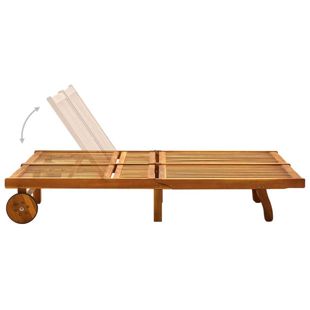 The Living Store Houten Ligbed Caribbean - 200 x 118/123 x 30/62/76/85 cm - Verstelbaar - Acacia Hout