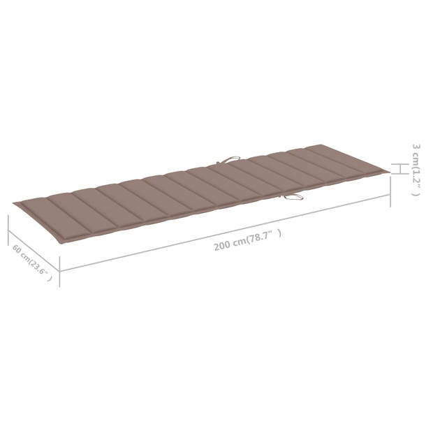 The Living Store Houten Ligbed Caribbean - 200 x 118/123 x 30/62/76/85 cm - Verstelbaar - Acacia Hout